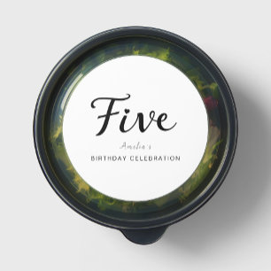 Modern Minimalist Black Script 5th Birthday Classic Round Sticker