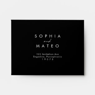Modern Minimalist Black Self Addressed RSVP Envelope