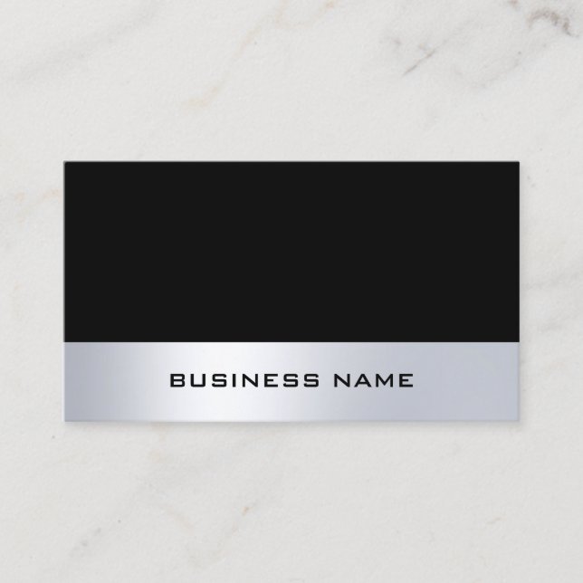 Modern Minimalist Black Silver Professional Chic Business Card (Front)