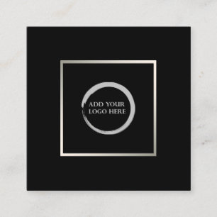 Modern minimalist black silver simple logo square  business card