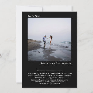 Modern Minimalist Black Simple Photo Wedding Invitation