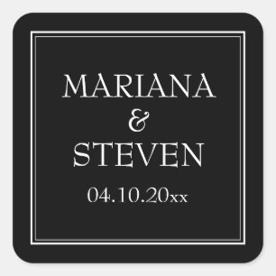 Modern Minimalist Black Square Sticker
