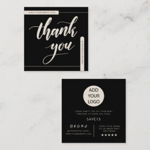 Modern Minimalist Black Thank You Small Square Business Card