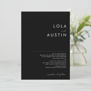Modern Minimalist   Black Traditional Wedding Invitation