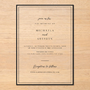 Modern Minimalist Black Typography Wedding Acrylic Invitations