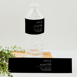 Modern Minimalist   Black Water Bottle Label