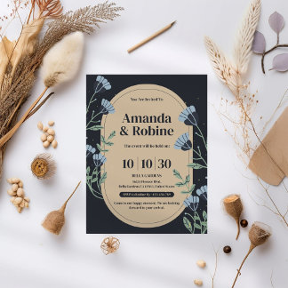 Modern Minimalist Black Wedding Invitation