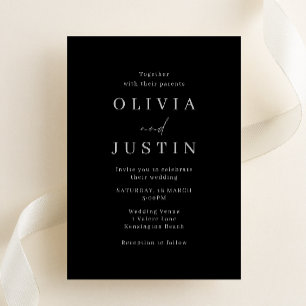 Modern Minimalist Black Wedding Invitation
