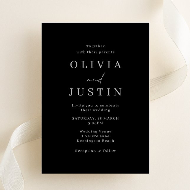 Modern Minimalist Black Wedding Invitation (Creator Uploaded)