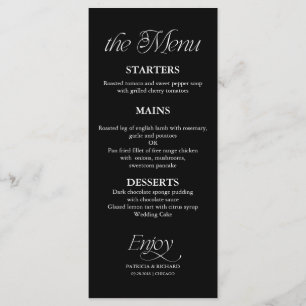 Modern Minimalist Black Wedding Menu