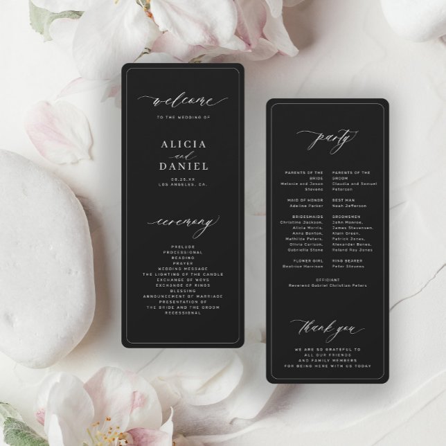 Modern minimalist black wedding program (Creator Uploaded)
