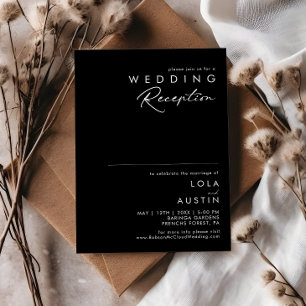 Modern Minimalist Black Wedding Reception Invitation