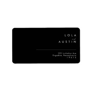 Modern Minimalist Black Wedding RSVP Address Label