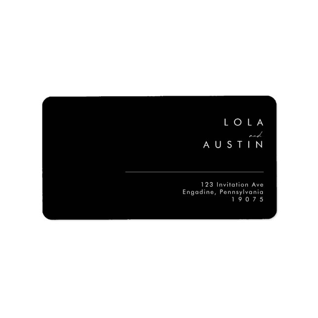 Modern Minimalist | Black Wedding RSVP Address Label (Front)