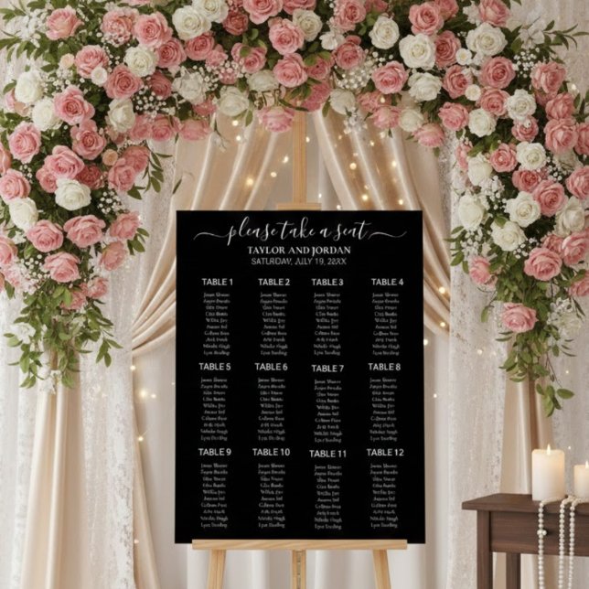 Modern Minimalist Black Wedding Seating Chart (Creator Uploaded)