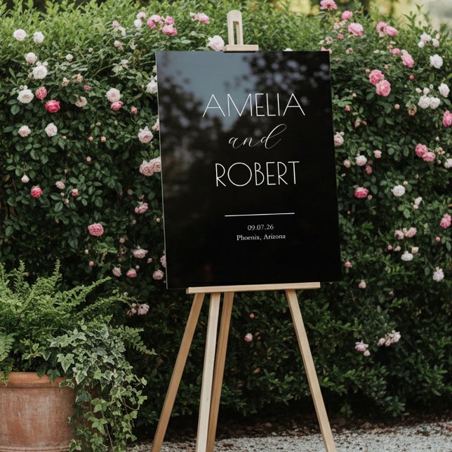Modern Minimalist Black Wedding Welcome Acrylic Sign (Creator Uploaded)