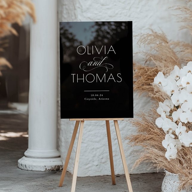 Modern Minimalist Black Wedding Welcome Acrylic Sign (Modern Black Wedding Welcome Acrylic Sign)