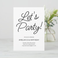 Modern Minimalist Black White 21st Birthday Party