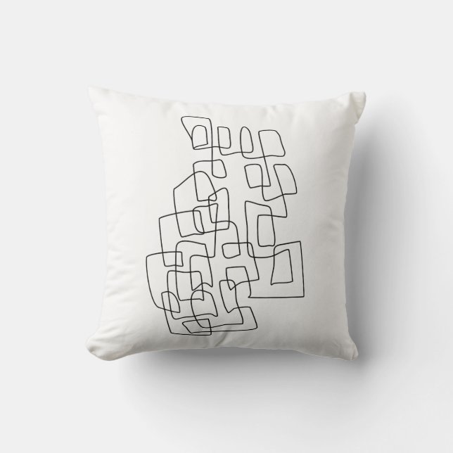 Modern Minimalist Black White Abstract Line Art  Cushion (Front)
