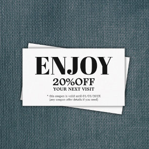 Modern Minimalist Black White Bold Beauty Discount Card