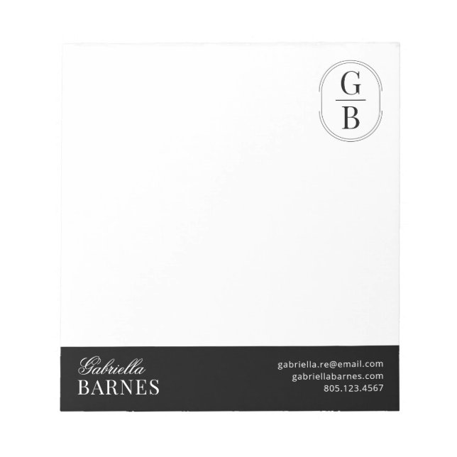 Modern Minimalist Black & White Bold Notepad (Front)