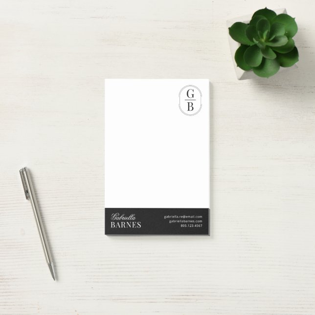 Modern Minimalist Black & White Bold Post-it Notes (Office)