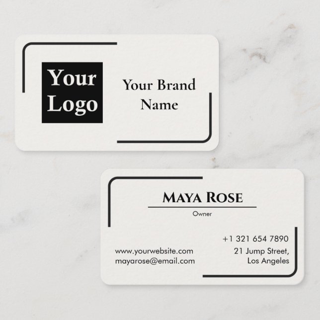 Modern Minimalist Black White Business Card (Front/Back)