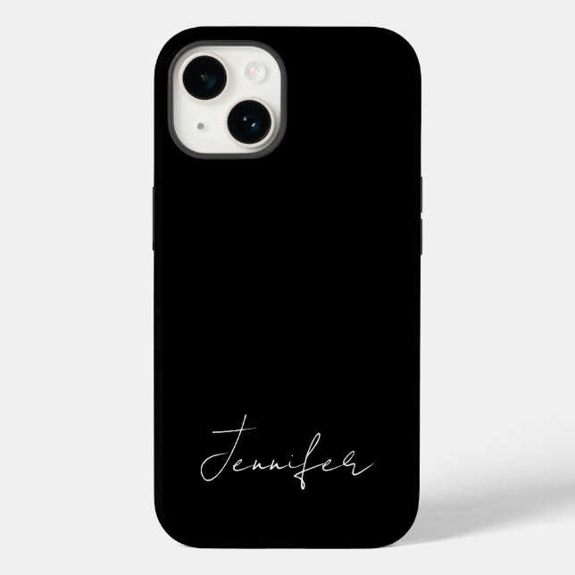 Modern Minimalist Black White Chic Script Name Case-Mate iPhone Case (Back)