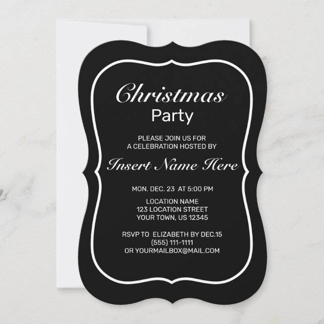 Modern Minimalist Black White Christmas Invitation (Front)