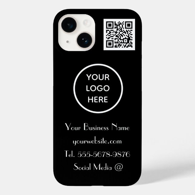 Modern Minimalist Black White Custom logo QR Code Case-Mate iPhone Case (Back)