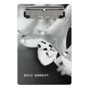 Modern Minimalist Black & White Flower with ursign Mini Clipboard