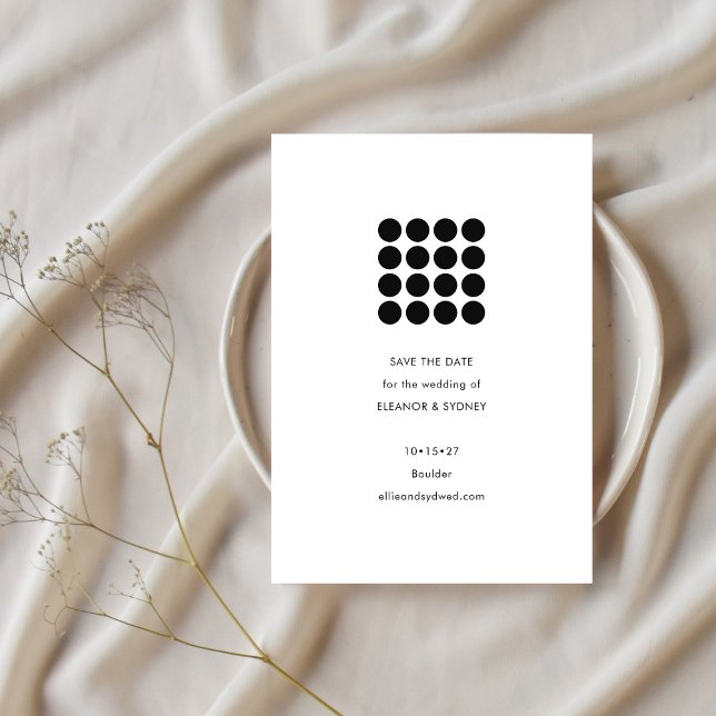Modern Minimalist Black White Geometric Wedding Save The Date (Creator Uploaded)