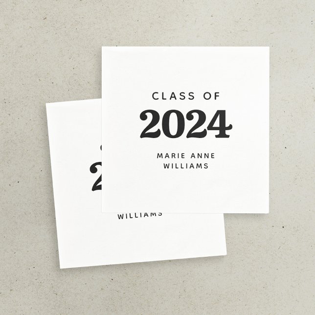 Modern Minimalist Black & White Graduation Napkin (Creator Uploaded)
