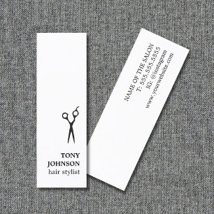 Modern Minimalist Black White Hair Stylist Mini Business Card