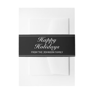 Modern Minimalist Black White Holidays Party Invitation Belly Band