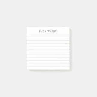 Modern Minimalist Black & White Lined Post-it Notes