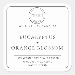 Modern minimalist black white logo candle label