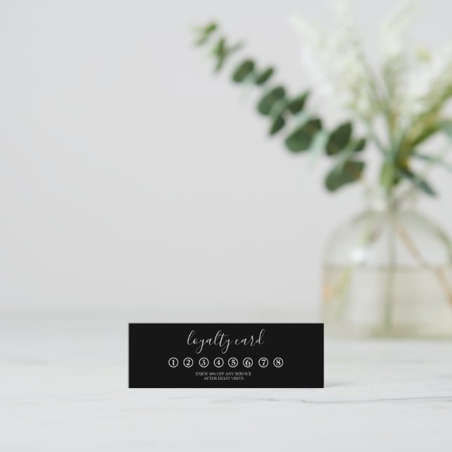 Modern Minimalist Black & White Loyalty Card (Standing Front)