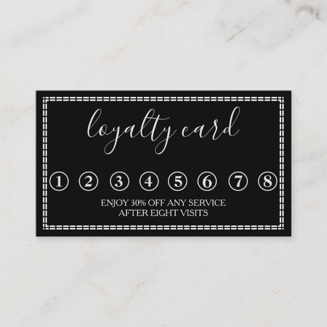Modern Minimalist Black & White Loyalty Card (Front)