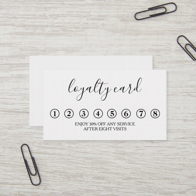 Modern Minimalist Black & White Loyalty Card (Front/Back In Situ)