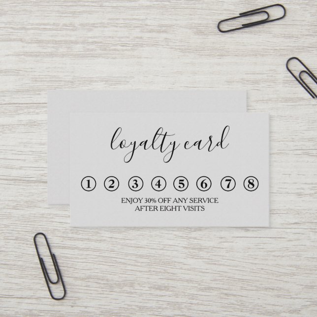 Modern Minimalist Black & White Loyalty Card (Front/Back In Situ)