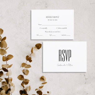 Modern Minimalist Black & White  Meal Choice RSVP Card