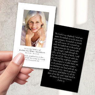 Modern Minimalist Black white Memorial Prayer Card