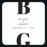Modern Minimalist Black & White Monogram Wedding<br><div class="desc">A modern black and white minimalist monogram design. A unique design that uses contemporary elements and typography. A simple monogrammed black and white elegant design. A stylish modern wedding sticker design with contemporary elements. Matching wedding invitations and other stationery items are also available.</div>