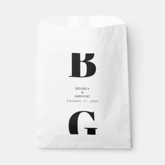 Modern Minimalist Black & White Monogram Wedding Favour Bags