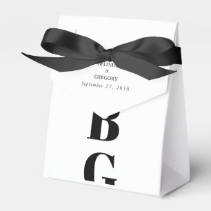 Modern Minimalist Black & White Monogram Wedding  Favour Box