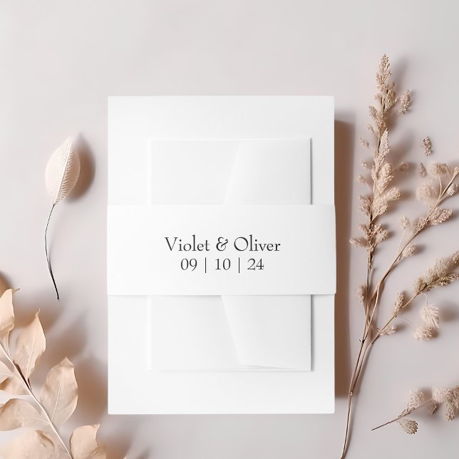 Modern Minimalist Black & White Monogram Wedding Invitation Belly Band (Creator Uploaded)