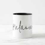 Modern Minimalist Black White Mug Gift<br><div class="desc">Stylishly personalise this modern hand lettered mug with your custom name. A perfect gift for yourself,  friends and family.</div>