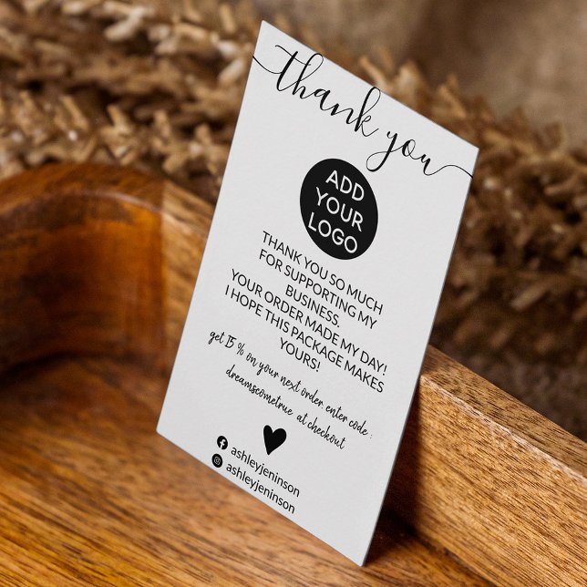 Modern minimalist black white order thank you business card (Creator Uploaded)