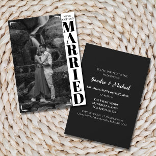 Modern Minimalist Black & White Photo Invitation